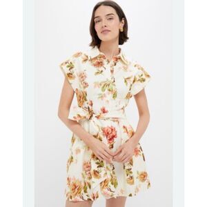 Tuckernuck Romantic Floral Cotton Linen Mini Callie Dress S